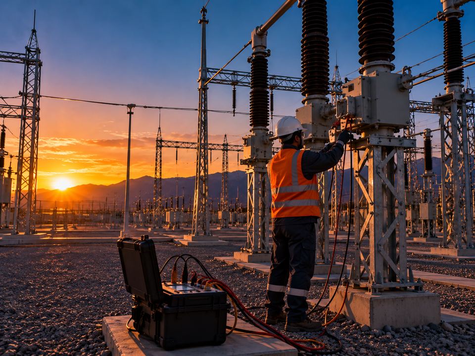 Pruebas eléctricas en patio de subestación
